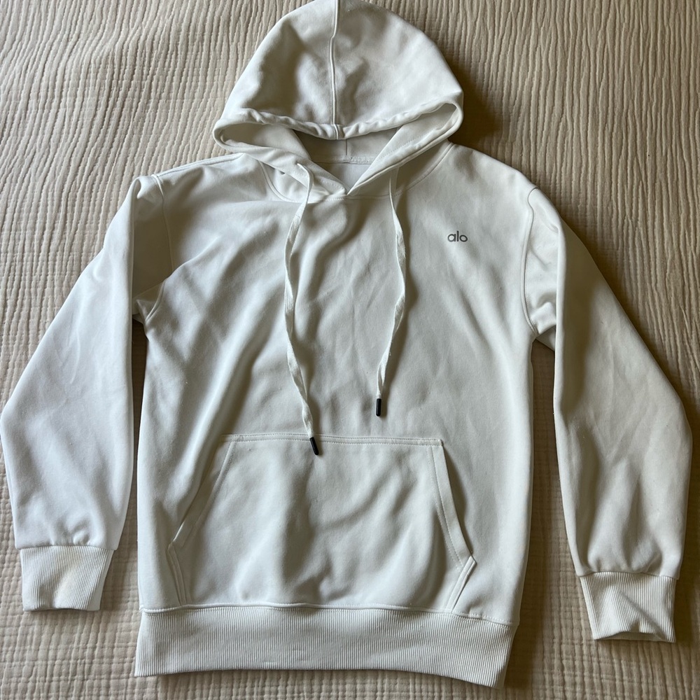 ALO Yoga Unisex White Pullover Hoodie
